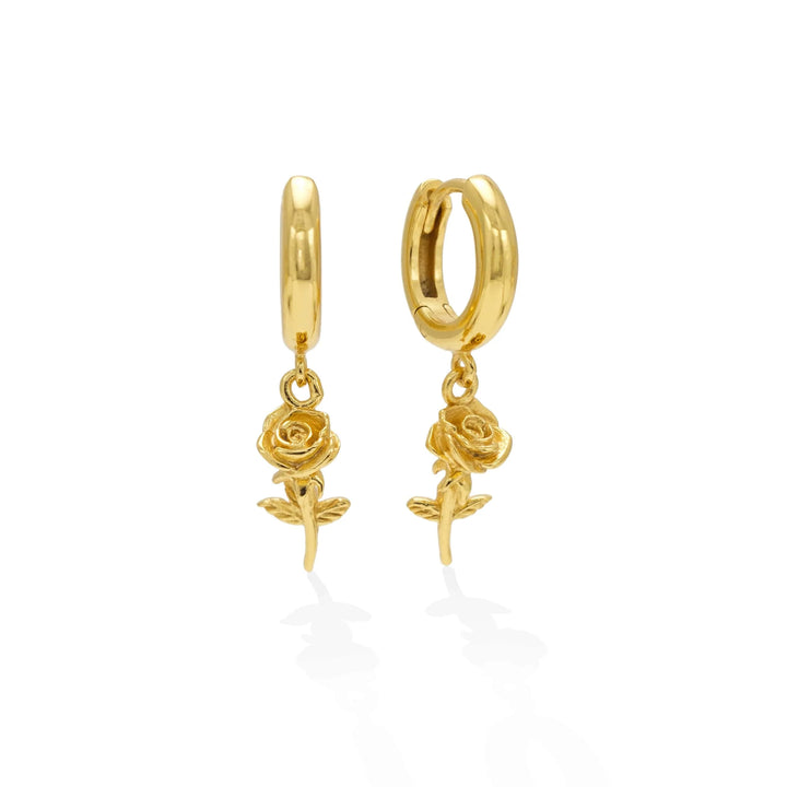 Lovers Tempo Rose Charm Huggie Drop Earring*