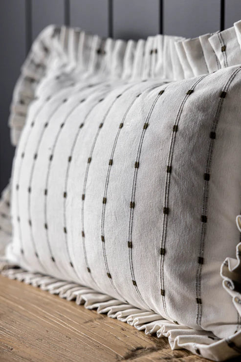 Luxe B Ruffle Lumbar Pillow Dark Olive