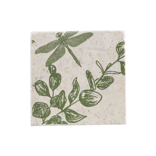 Selbrae House Stone Coaster  -  Dragonfly and Flora