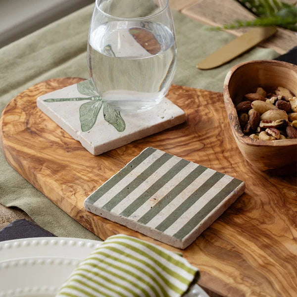 Selbrae House Stone Coaster  -  Green Stripe