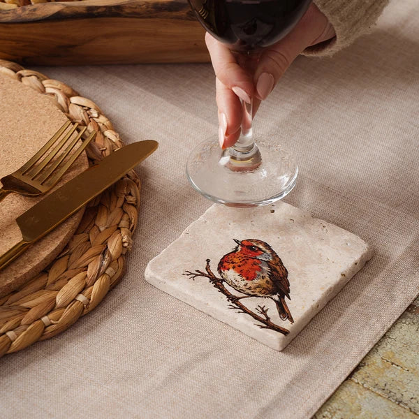 Selbrae House Stone Coaster  -  Robin