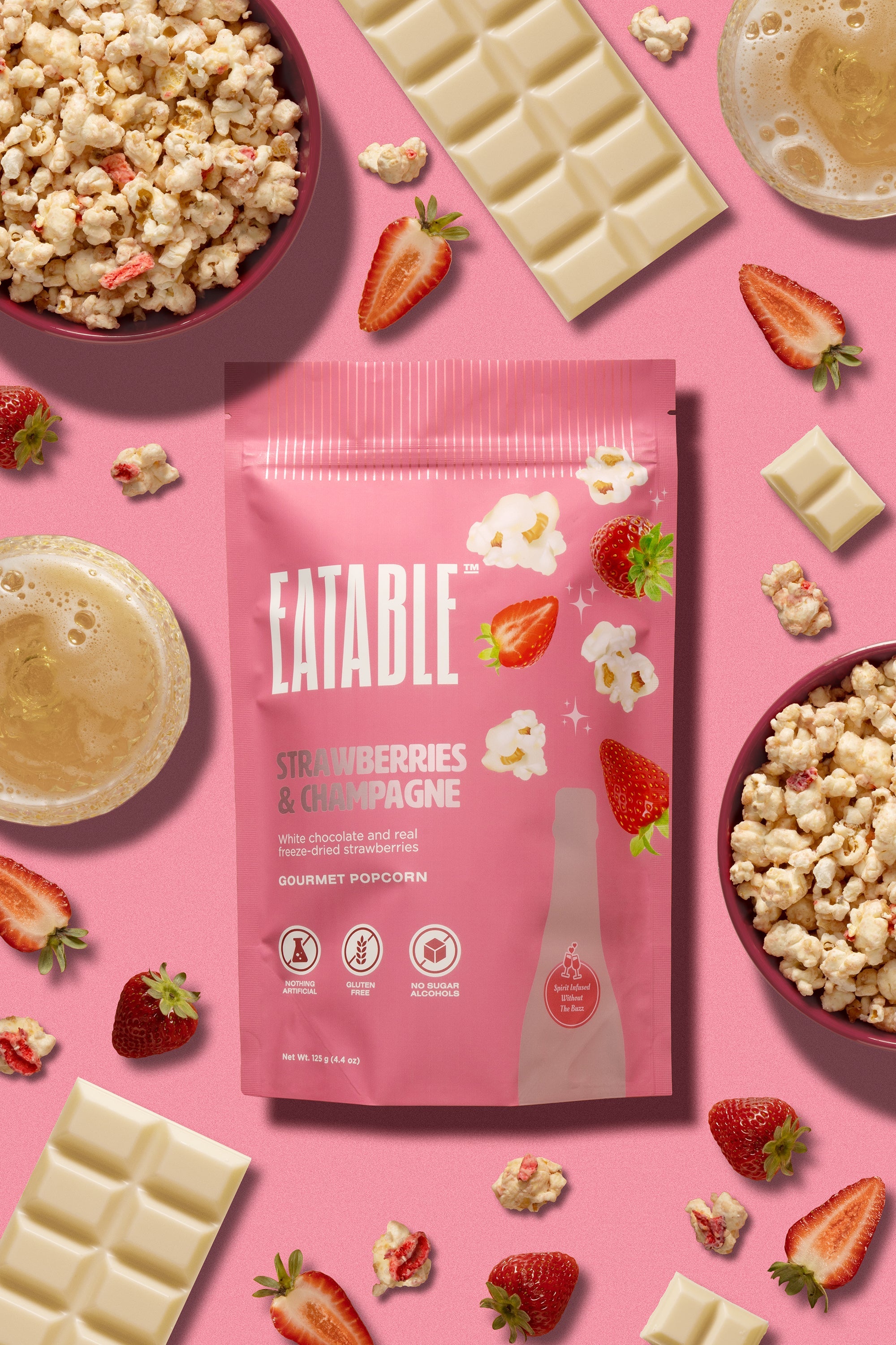 Eatable Popcorn - Strawberries and Champagne