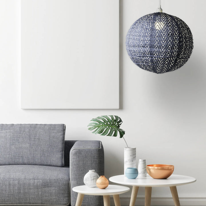 Soji Stella Nova Pendant Lamp  32024  Chevron Metallic Blue