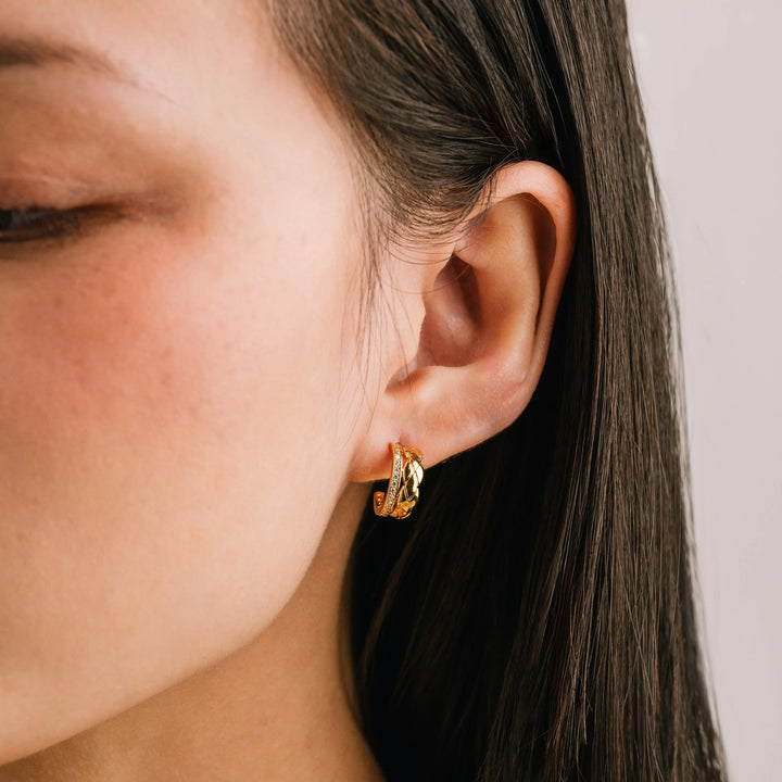 Lover's Tempo Solana Double Huggie Hoop Earrings - Gold*