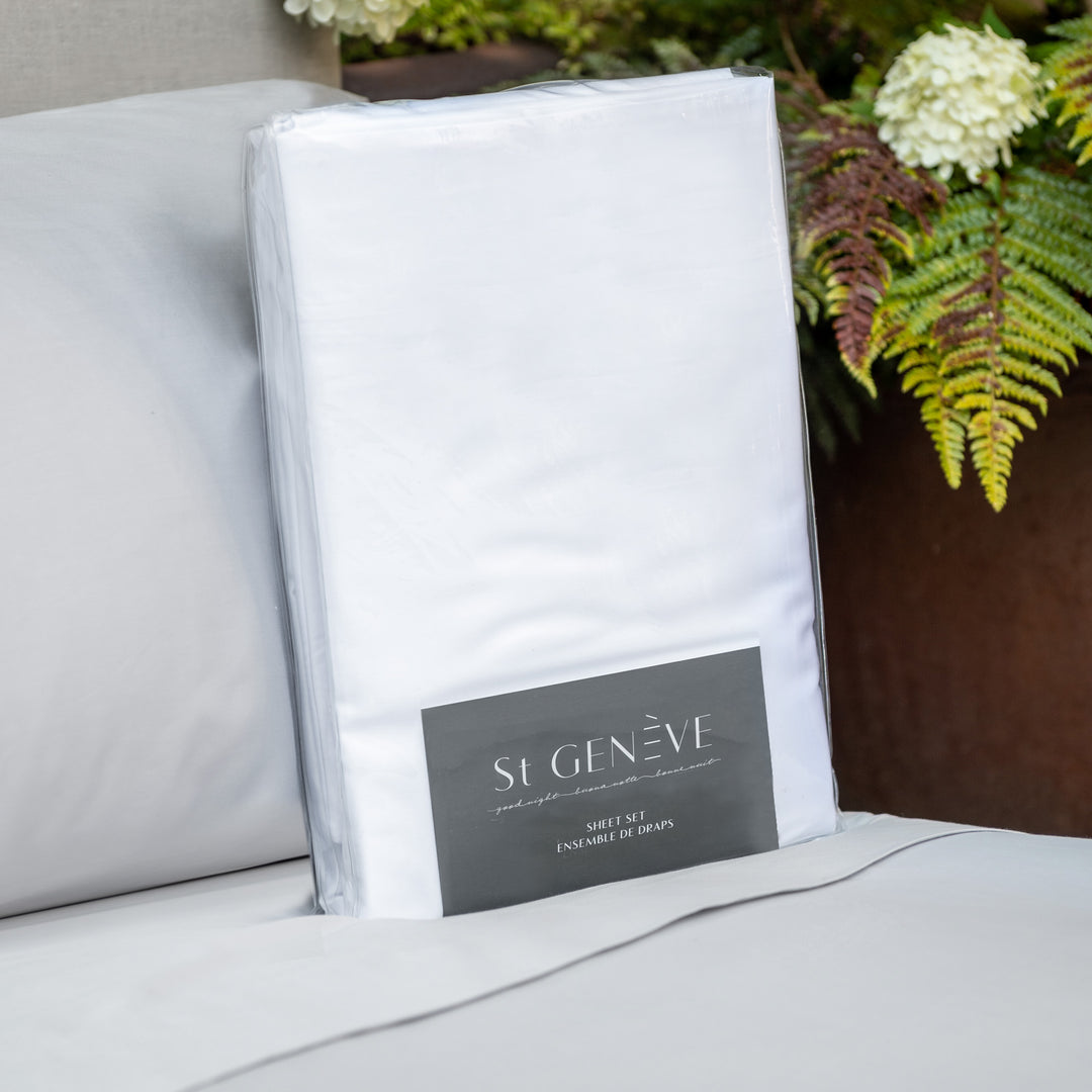 St. Geneve Porto White Sateen Sheet Set