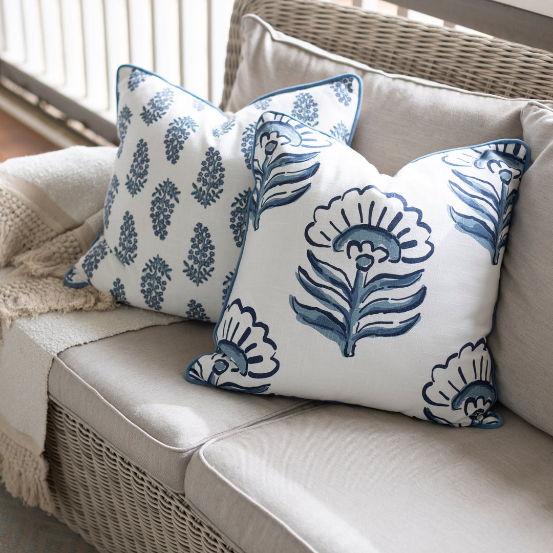 Mudpie Dianthus Print Cushion  M41601083D   Blue