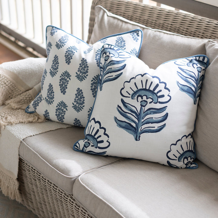 Mudpie Dianthus Print Cushion  M41601083D   Blue