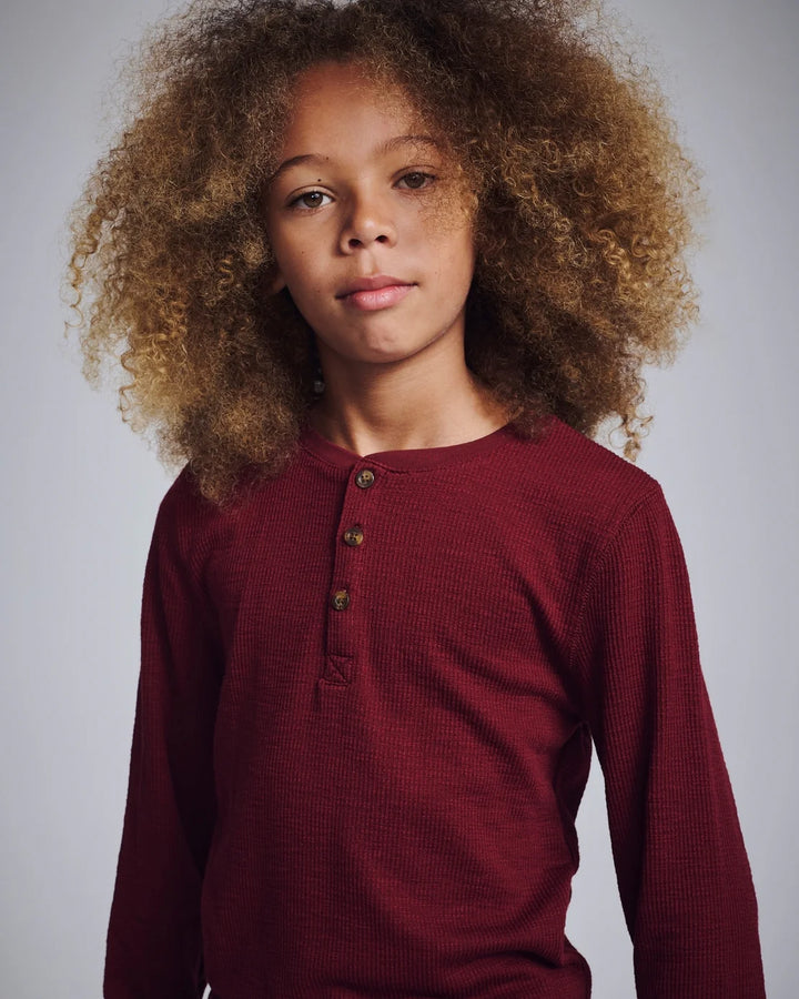Appaman Boys Craftsman Thermal Henley   G1CMH2   Dark Cherry
