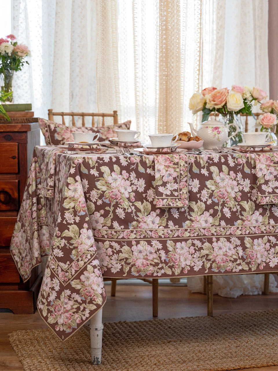 April Cornell Apple Blossom Nutmeg Table Linen Collection