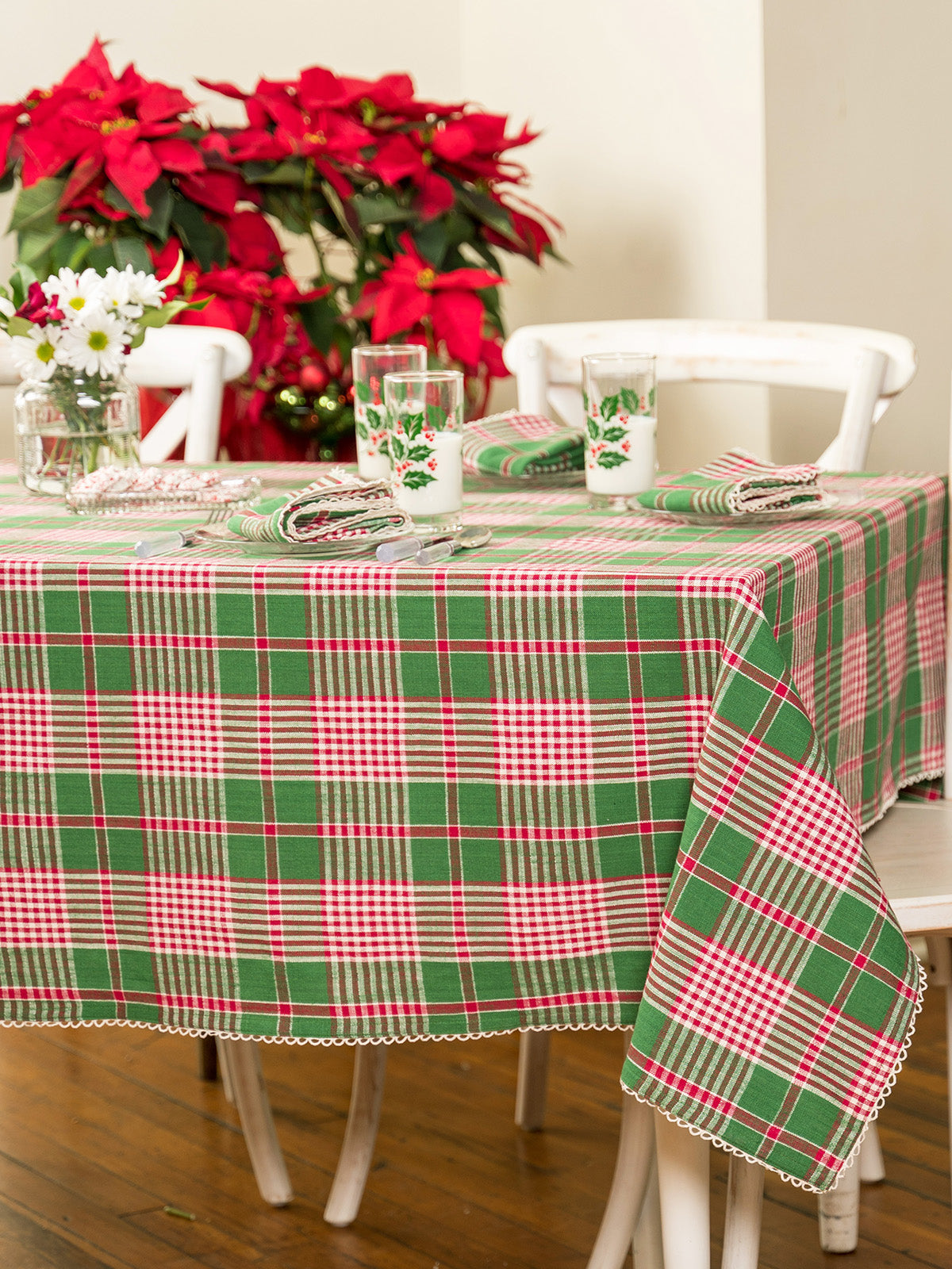 April Cornell Holly Plaid Tablecloth