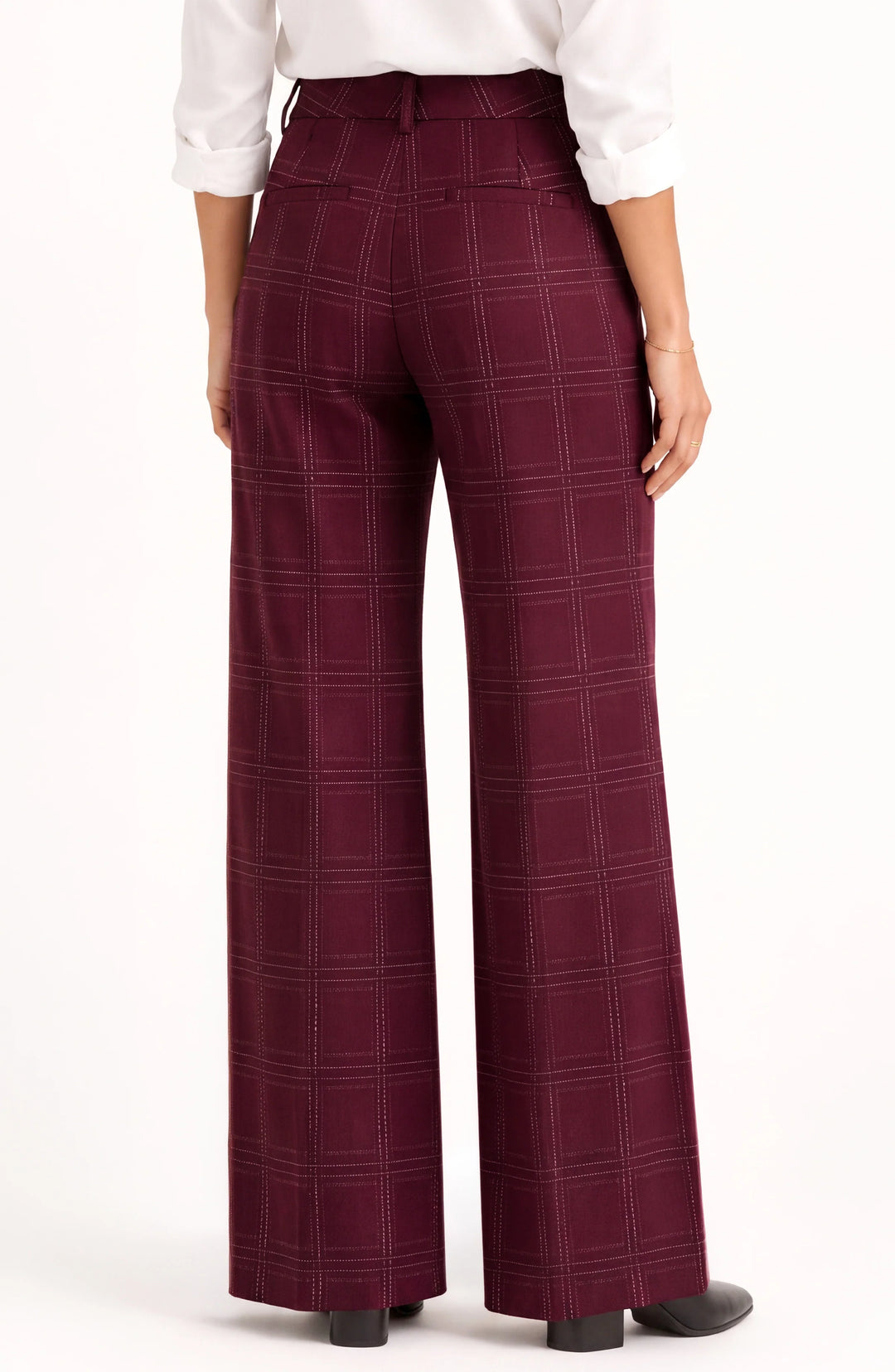 Liverpool Kelsey Wide Leg Trouser  LM4654TL91  Burgundy Windowpane
