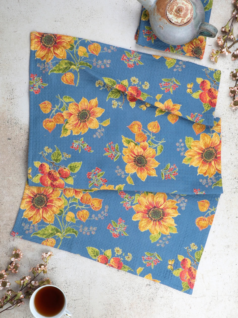 April Cornell Prairie Tea Towel- Teal