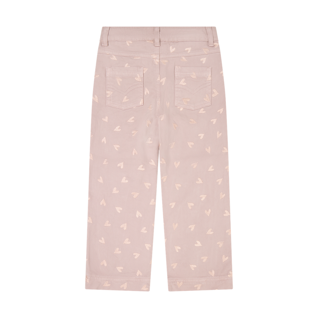 Minymo Girls Twill Pants With Embroidered Hearts   124448-6510