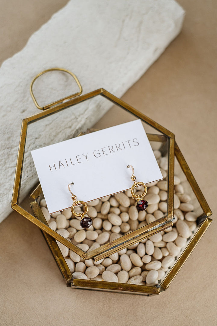 Hailey Gerrits Droplet Earrings - Garnet