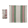 Creative Coop Cotton Green & Red Napkin Set/4 XS8677