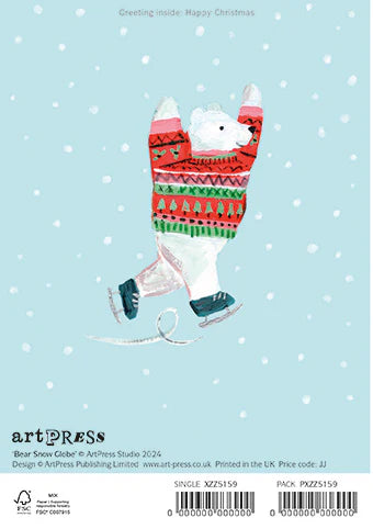Art Press Christmas Card  -  Bear Snow Globe  XZZ5159*