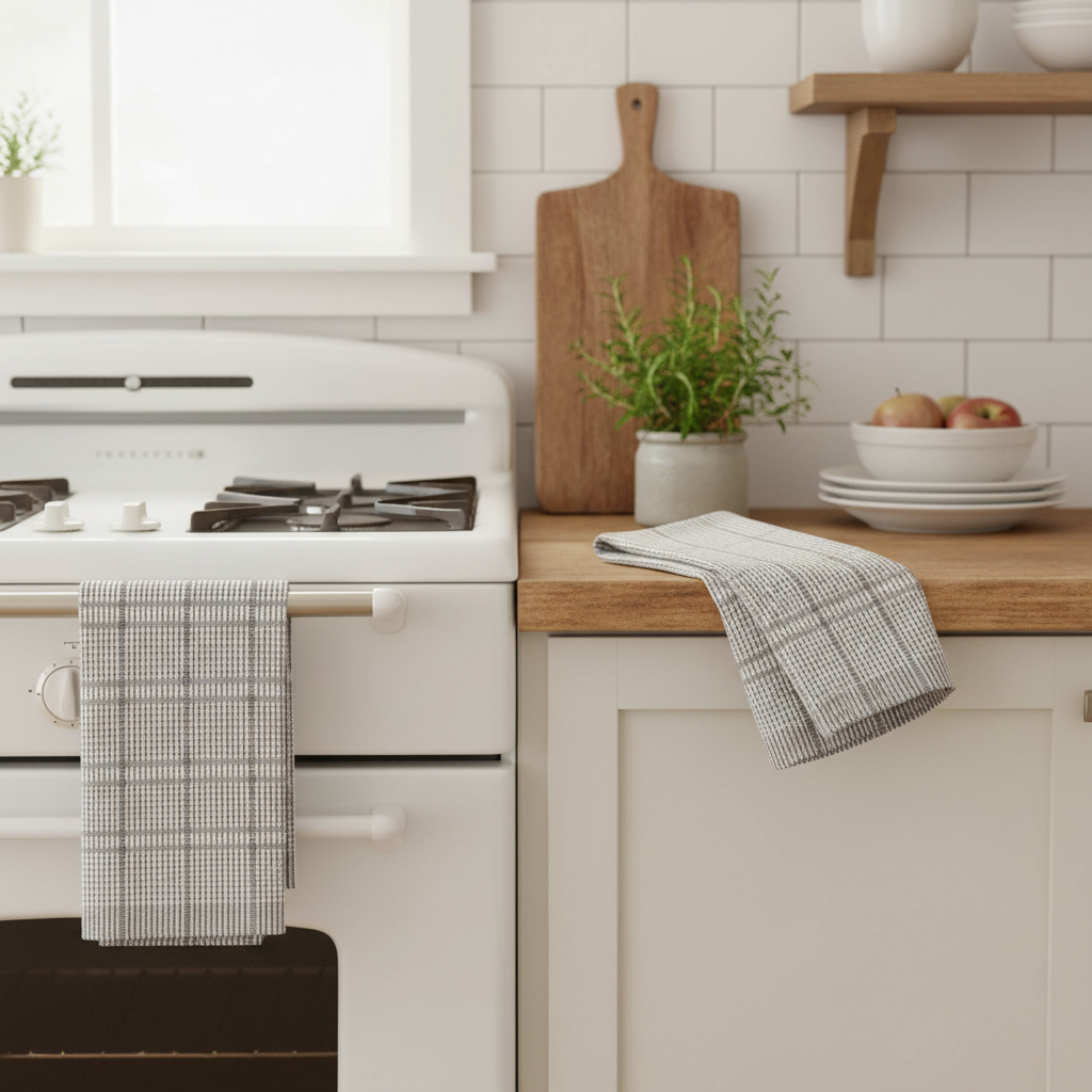 Danica Finley Check Dishtowel Set/2 - Pewter