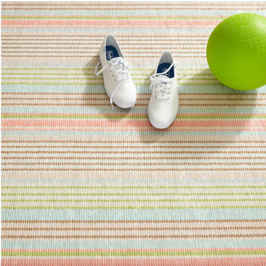 Ana Ticking Aqua Machine Washable Rug