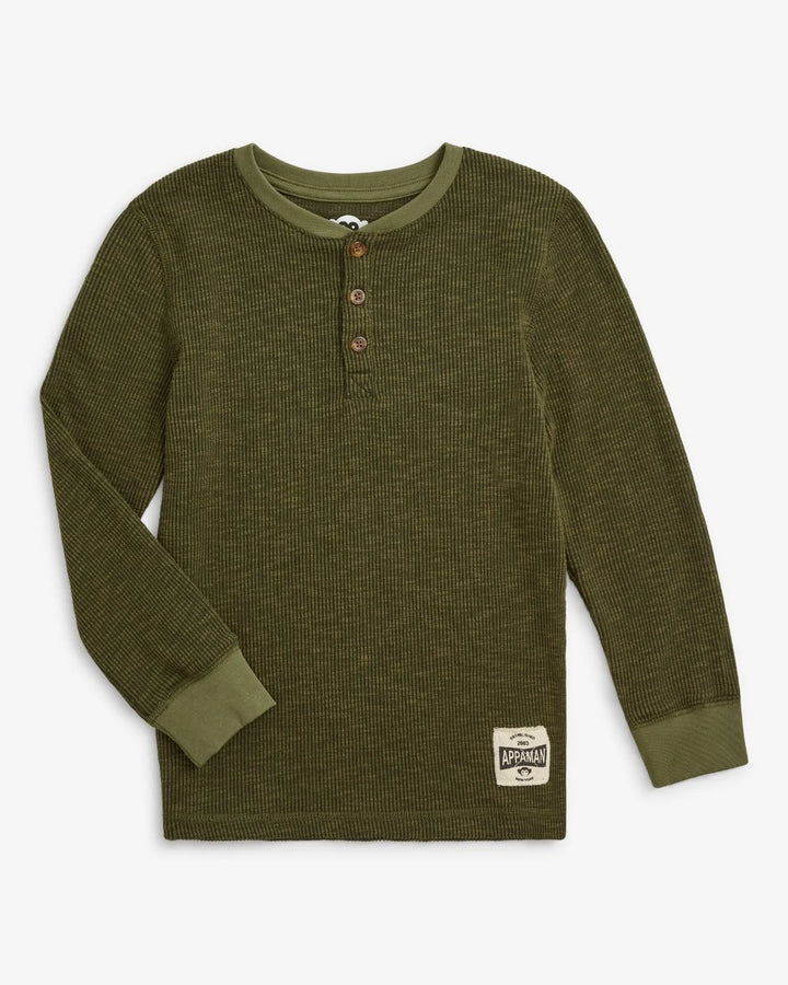 Appaman Boys Craftsman Thermal Henley   G1CMH-DO  Dark Olive