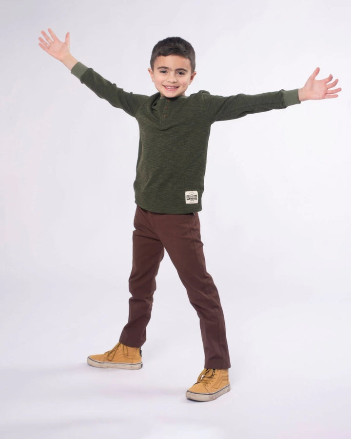 Appaman Boys Craftsman Thermal Henley   G1CMH-DO  Dark Olive