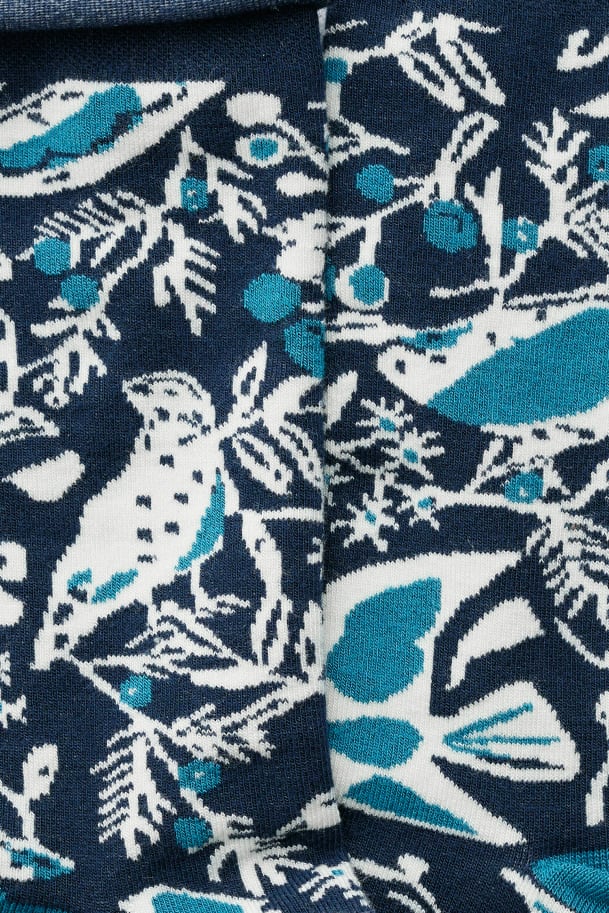 Seasalt Bamboo Arty Socks  39027  Festive Birds Raincloud