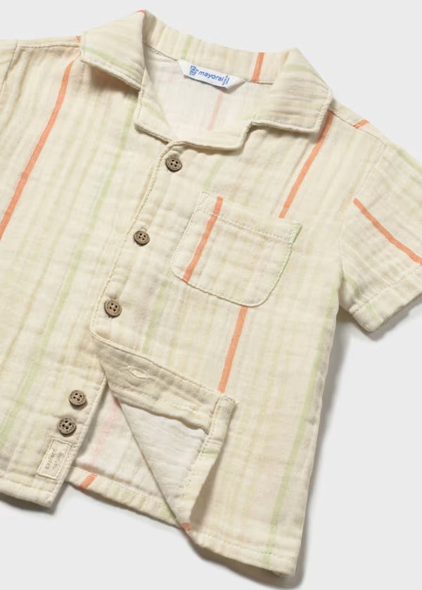 Mayoral Baby Boy Short Sleeve Button Up Shirt   1113-25   Rayas