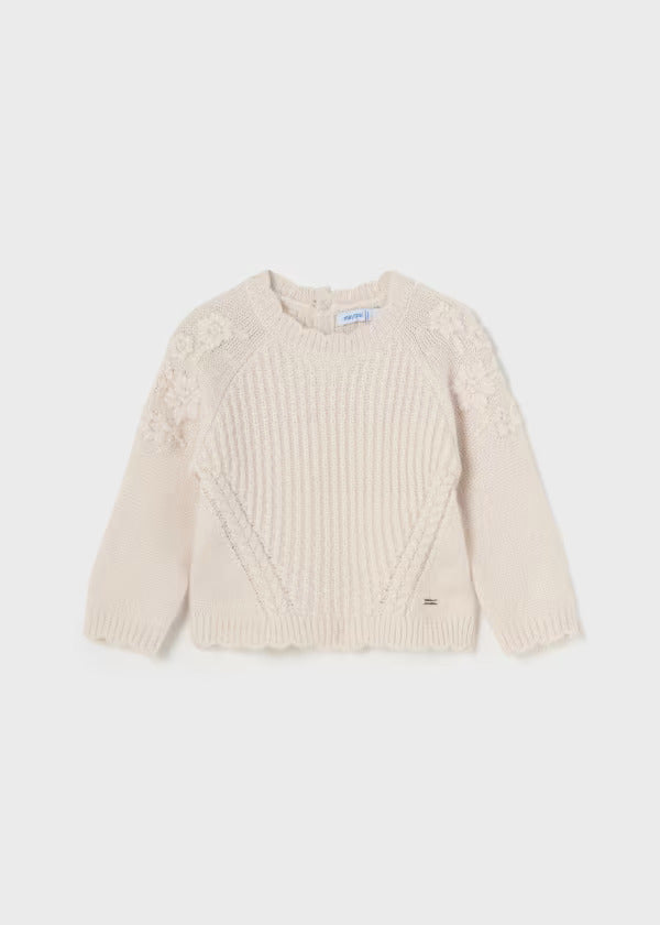 Mayoral Baby Girl Knit Sweater With Embroidered Flowers  2324-80  Jengibre **