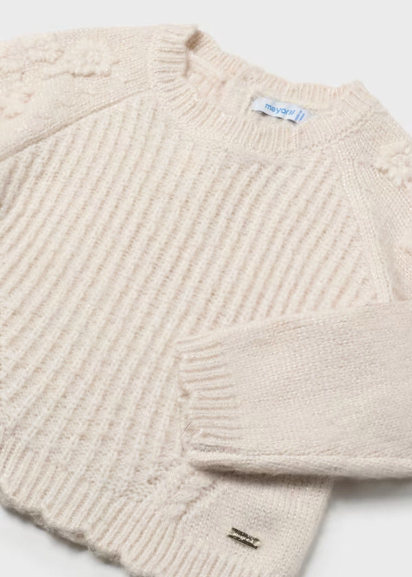 Mayoral Baby Girl Knit Sweater With Embroidered Flowers  2324-80  Jengibre **