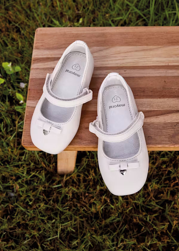 Mayoral Girls Ballerina Flats With Bow Detail    41727-15 &  43727-15   Blanco