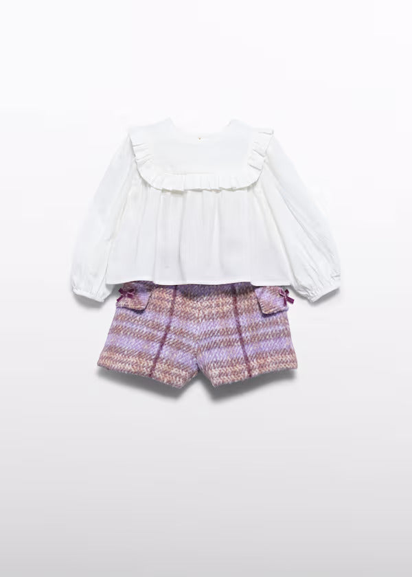 Abel & Lula Baby Girl Plaid Shorts Set   5751-1   Lila