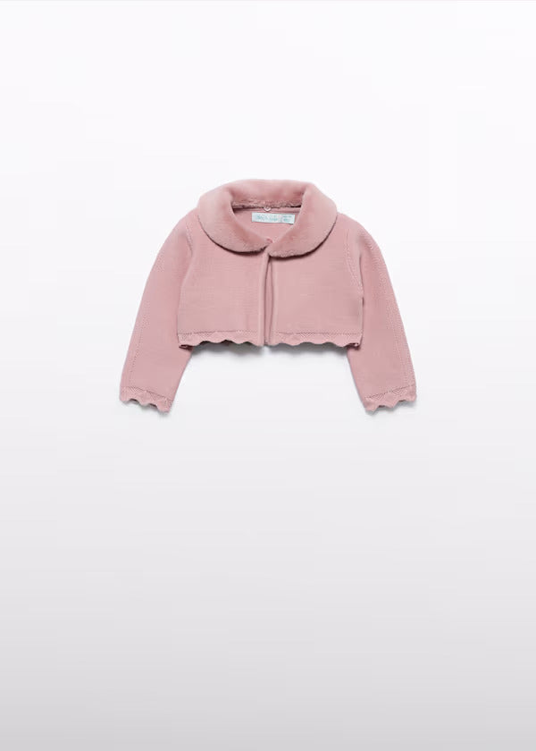 Abel & Lula Baby Girl Cardigan With Faux Fur Collar   5817-11   Petalo