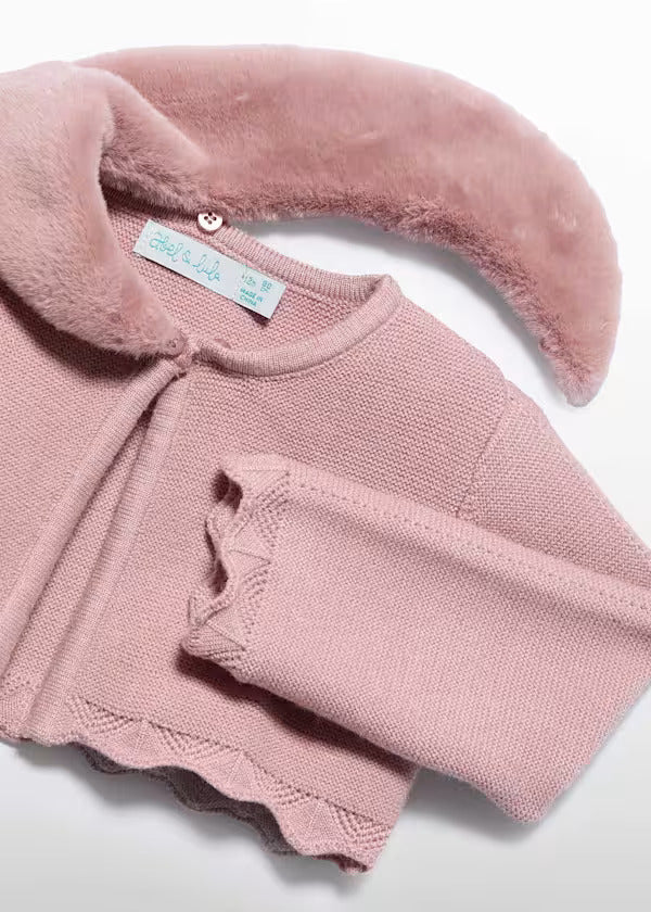 Abel & Lula Baby Girl Cardigan With Faux Fur Collar   5817-11   Petalo