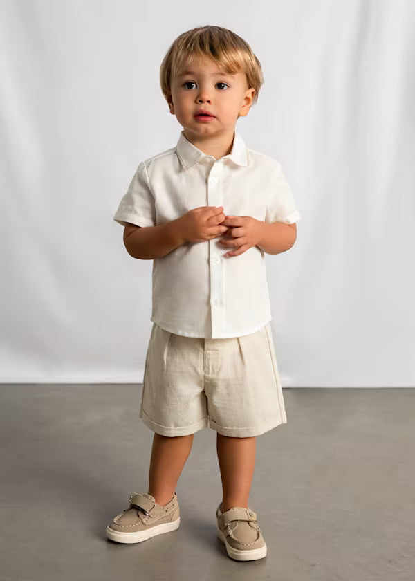 Mayoral Baby Boy Linen Bermuda & Shirt Set   1225-92   Avena Cuad