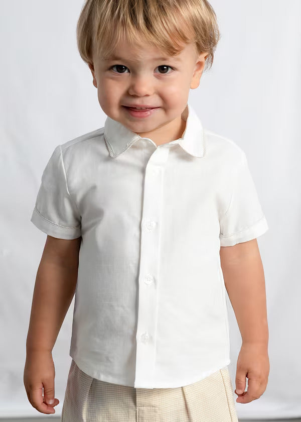 Mayoral Baby Boy Linen Bermuda & Shirt Set   1225-92   Avena Cuad