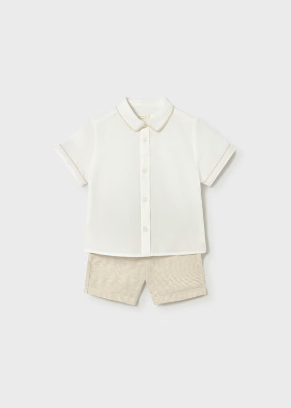 Mayoral Baby Boy Linen Bermuda & Shirt Set   1225-92   Avena Cuad