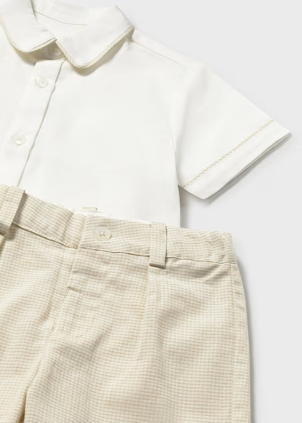 Mayoral Baby Boy Linen Bermuda & Shirt Set   1225-92   Avena Cuad