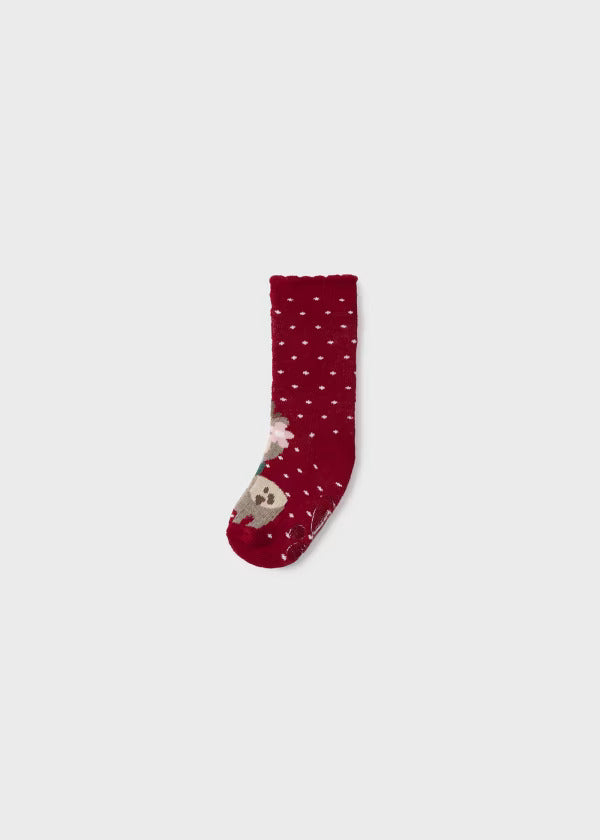 Mayoral Baby Girl Nonslip Animal Socks  10761-21  Guinda **