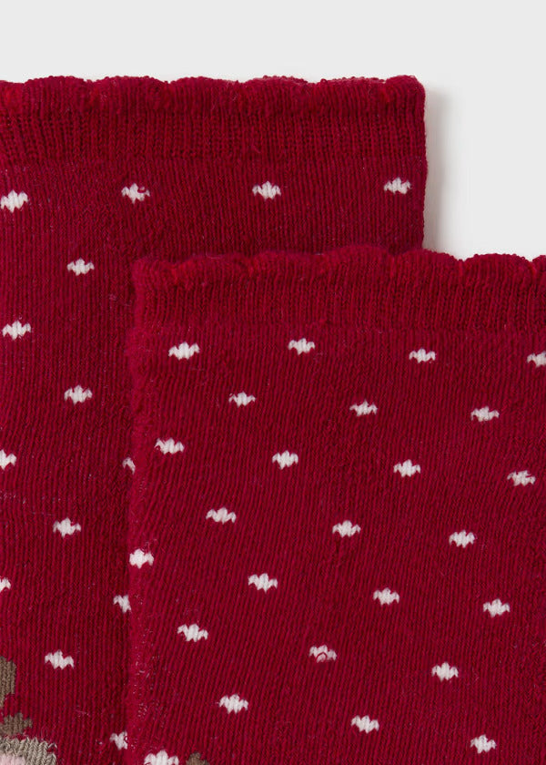 Mayoral Baby Girl Nonslip Animal Socks  10761-21  Guinda **