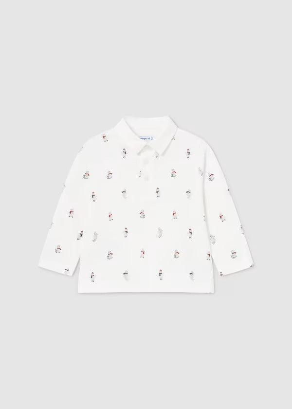 Mayoral Baby Boy Long Sleeve Polo  2182-38  Nata **