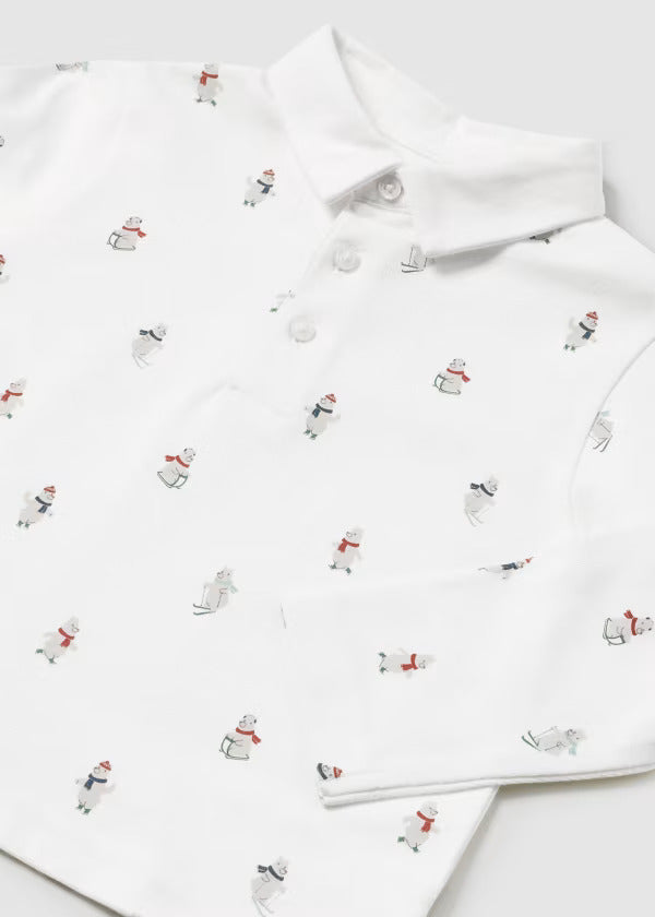 Mayoral Baby Boy Long Sleeve Polo  2182-38  Nata **