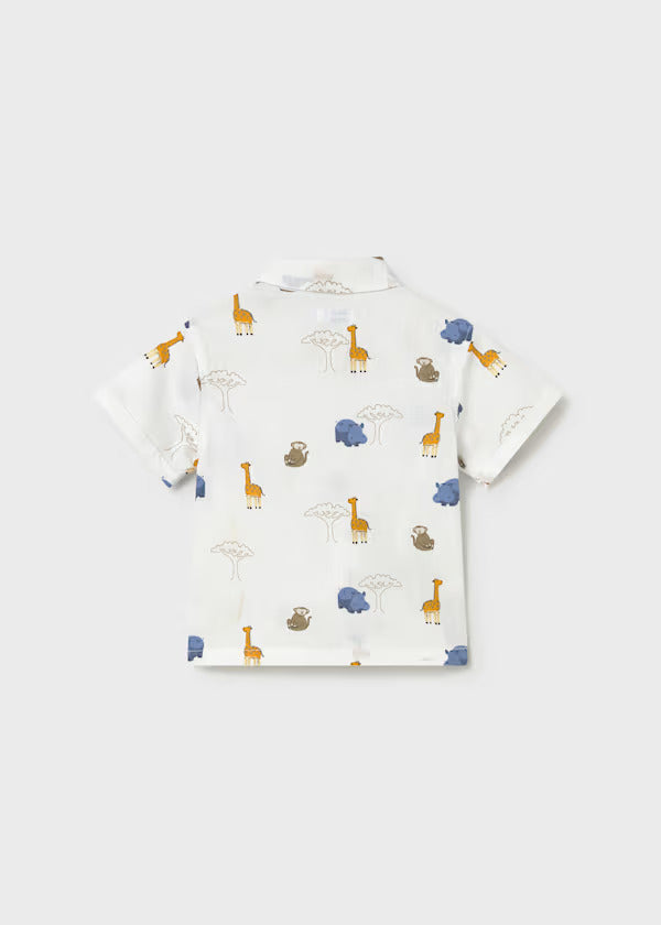 Mayoral Baby Boy Short Sleeve Collared Shirt   1114-31   Blanco