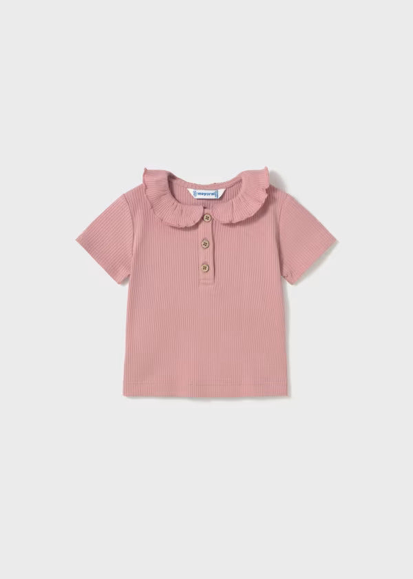 Mayoral Baby Girl Short Sleeve Ribbed Polo   1104-74   Rosado