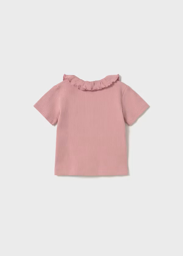 Mayoral Baby Girl Short Sleeve Ribbed Polo   1104-74   Rosado