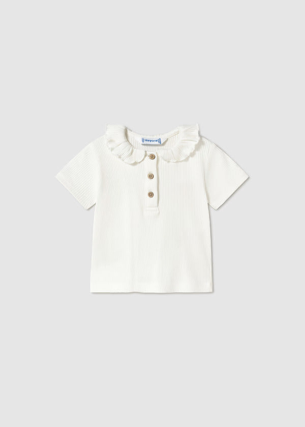Mayoral Baby Girl Short Sleeve Ribbed Henley   1104-75   Crudo