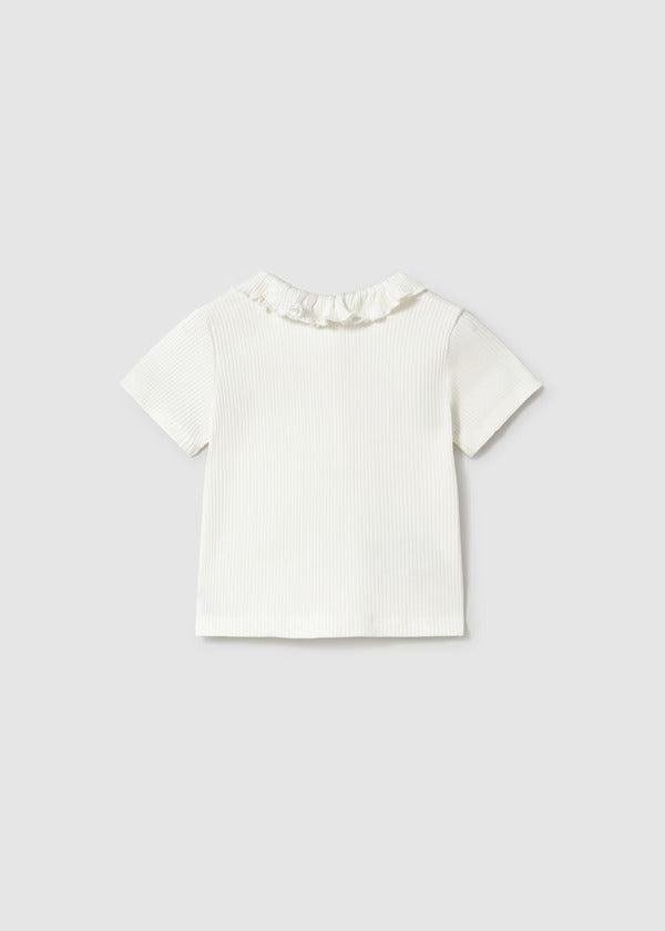 Mayoral Baby Girl Short Sleeve Ribbed Henley   1104-75   Crudo