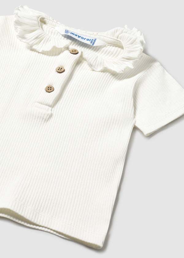 Mayoral Baby Girl Short Sleeve Ribbed Henley   1104-75   Crudo