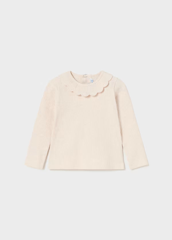 Mayoral Baby Girl Long Sleeve Ribbed Tee  2051-83  Milk Vig *