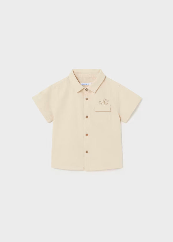 Mayoral Baby Boy Short Sleeve Buttondown Shirt  1111-92  Crema