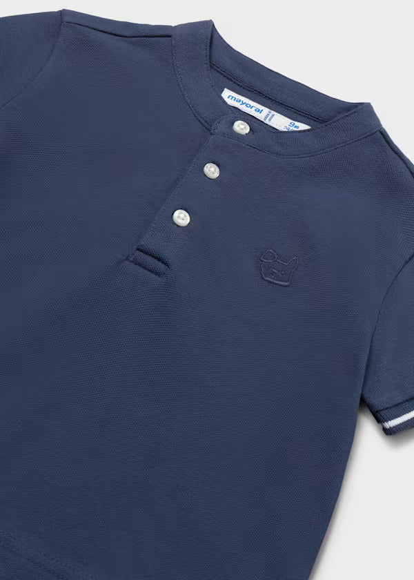 Mayoral Baby Boy Short Sleeve Polo With Mandarin Collar   1106-37   Atlantico