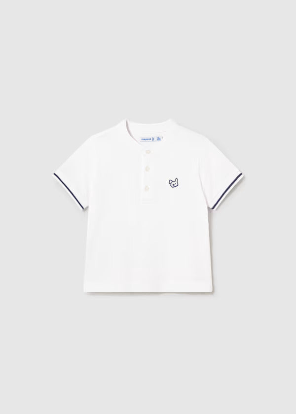 Mayoral Baby Boy Short Sleeve Polo With Mandarin Collar   1106-35   Blanco